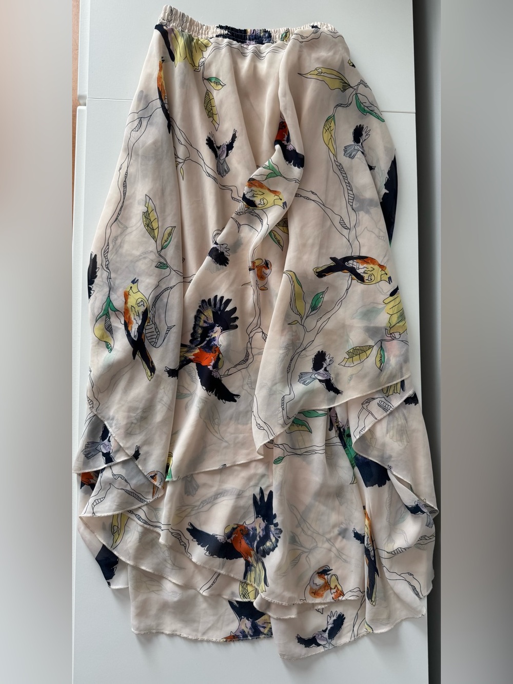 Flowy bird print skirt